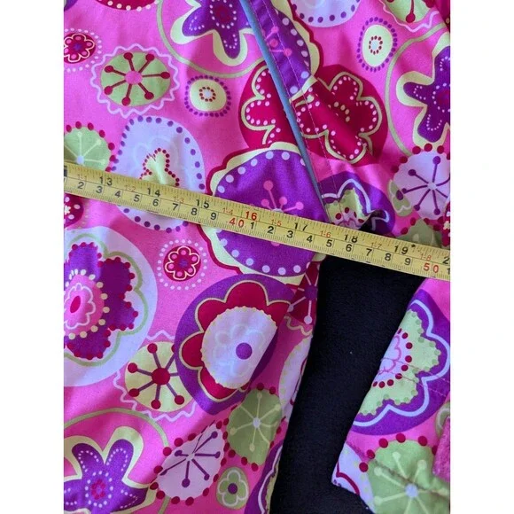 Hanna Andersson Insulated Ski Winter Jacket Coat Flower Print Pink EU 120/US 6-7 - Picture 11 of 13